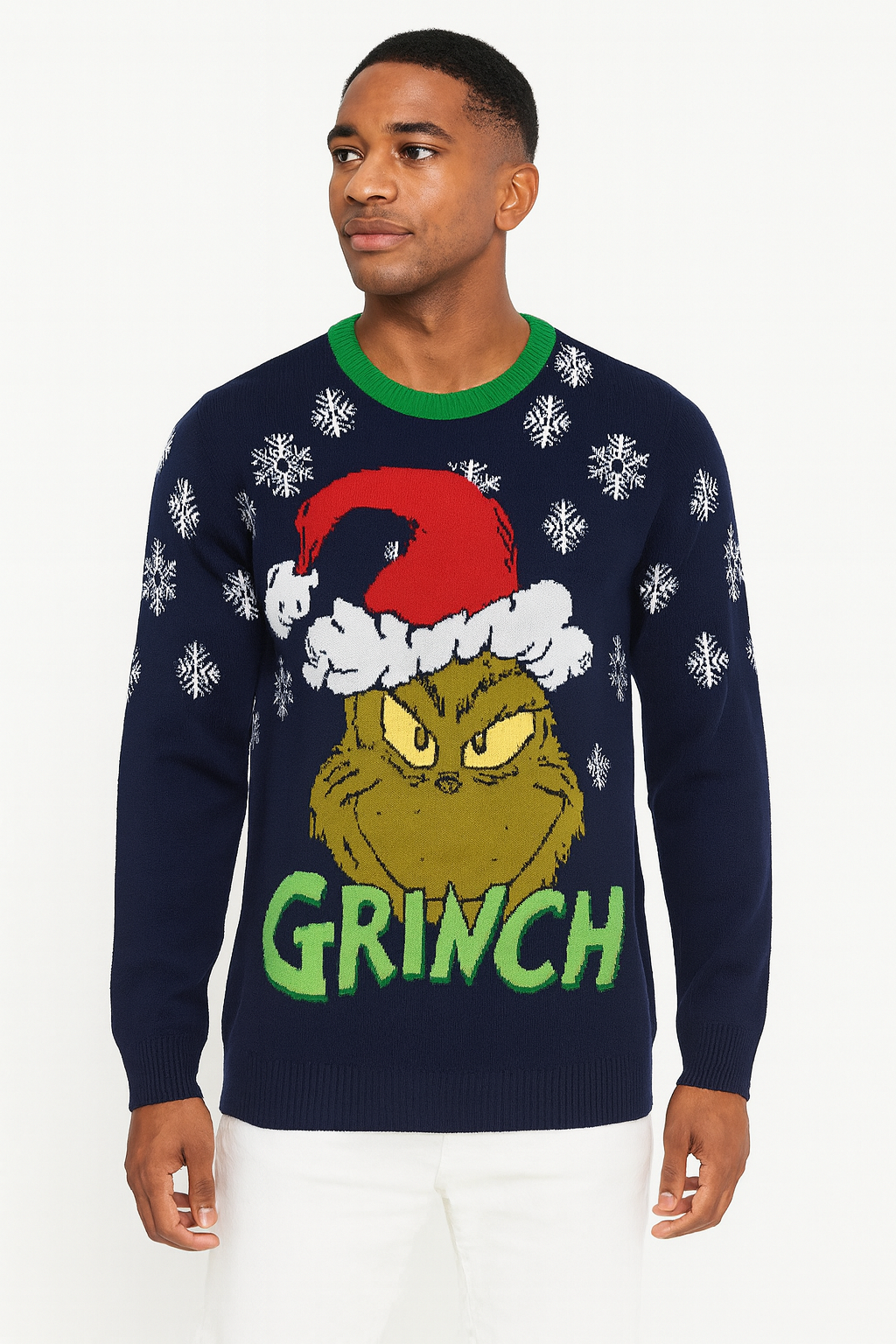 Snowflake Pattern Knitted Men's Festive Jumper