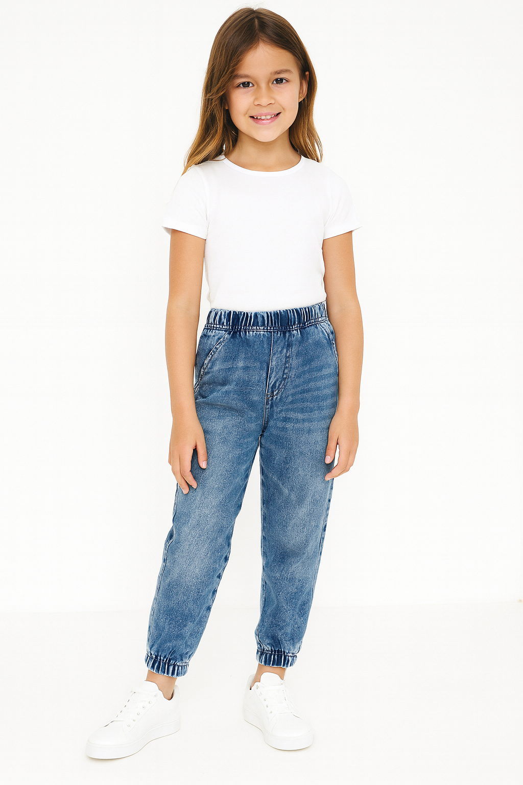 Stonewashed Acid Blue Elasticated Waist Kids' Denim Joggers