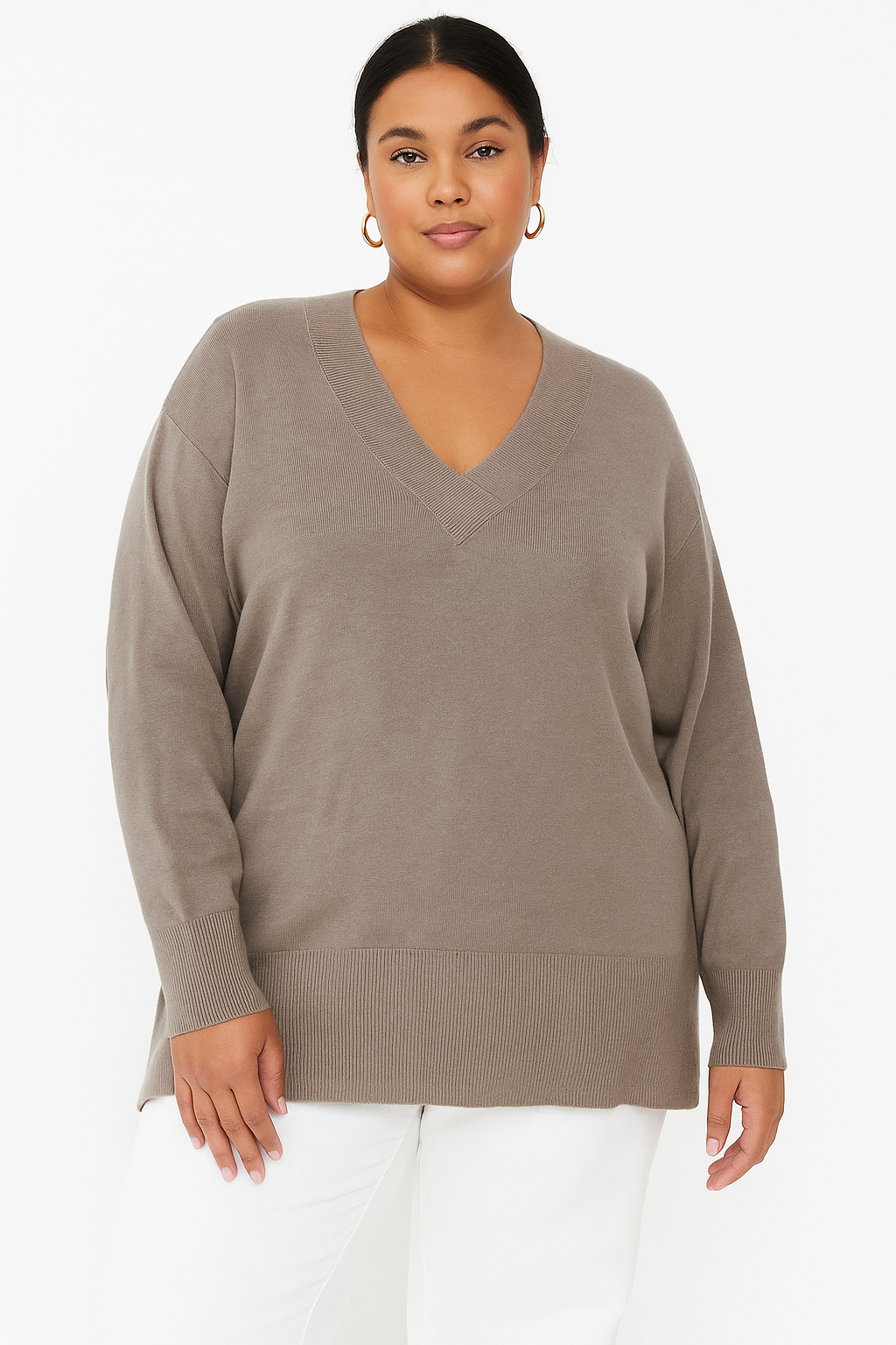 Low Cut Relaxed Fit Flat Thin Knit Pullover