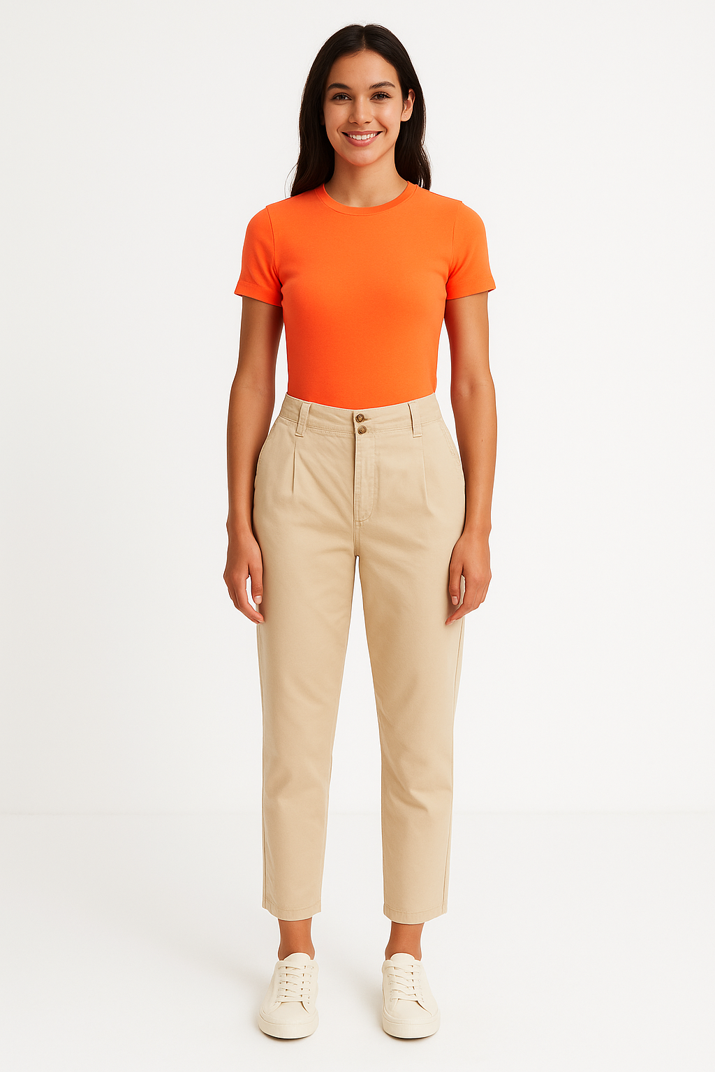 Elasticated Paperbag Waist Cotton Trousers