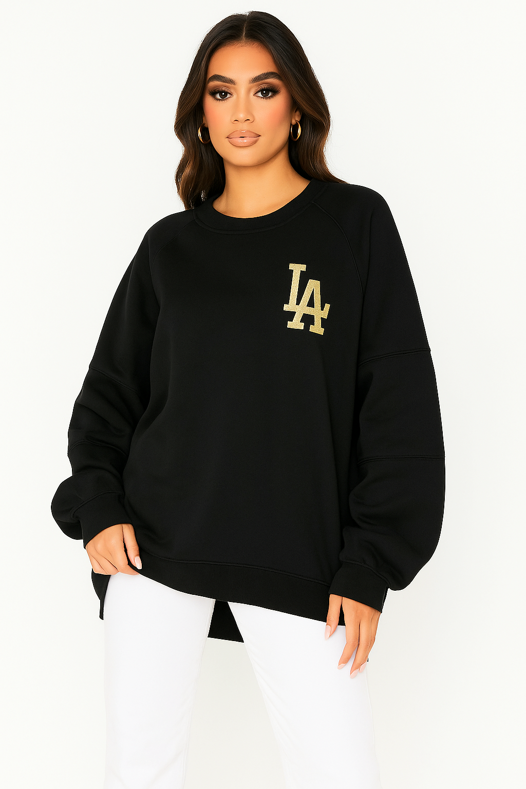 Wholesale Women's Slogan Hi-Low Relaxed Fit Sweatshirt (PACK OF 2)