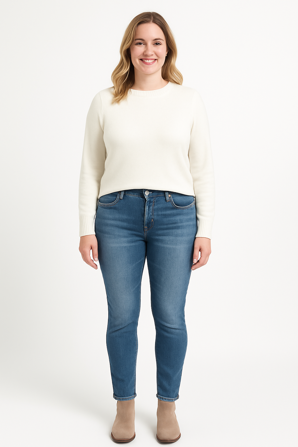 Wholesale Women's Faded Denim Blue Mid Rise Classic Skinny Jeans (PACK OF 10)