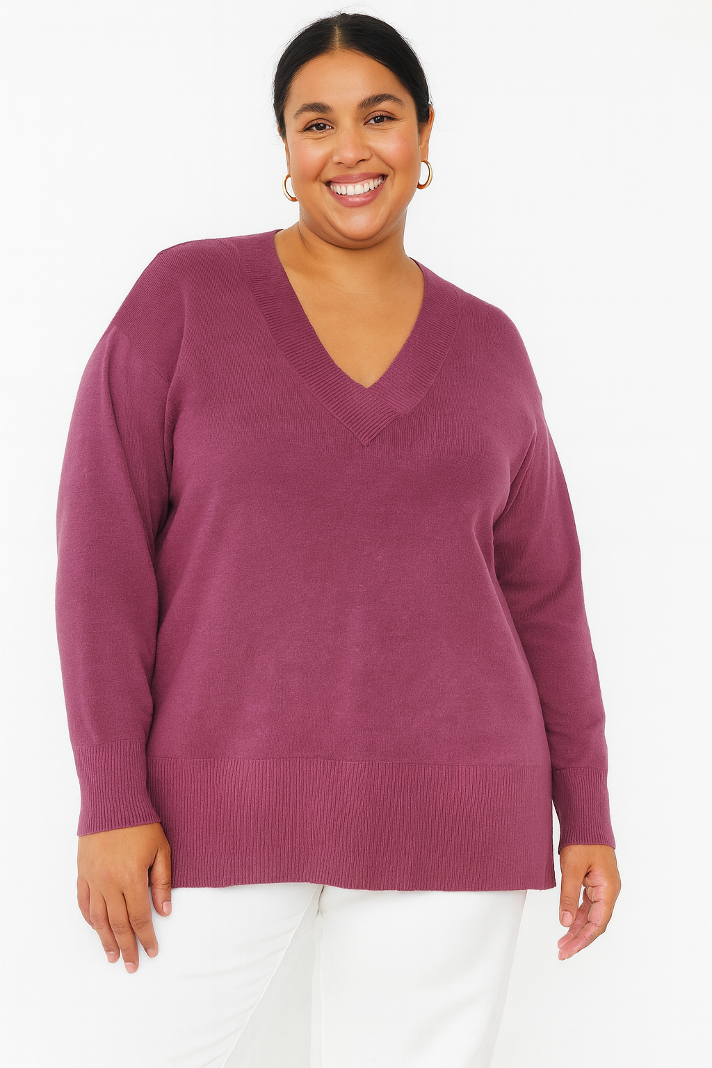 Low Cut Relaxed Fit Flat Thin Knit Pullover