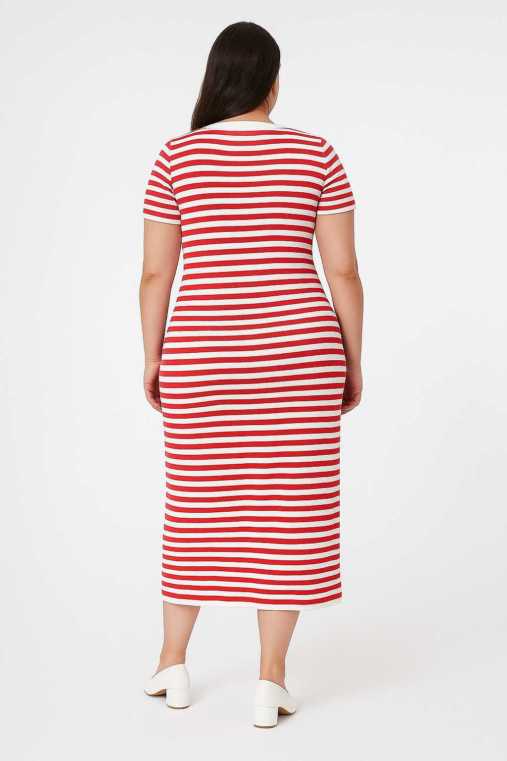 Wholesale Women’s Extremely Stretchy Stripe Button Detail Midaxi Bodycon Dress (PACK OF 6)