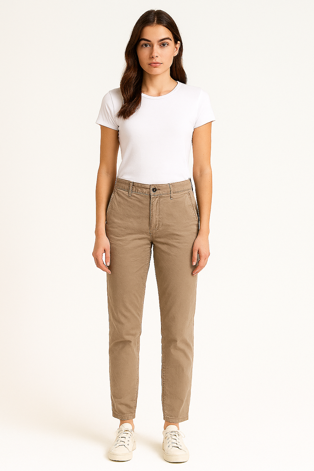 Mid Rise Extremely Stretchy Tall Girlfriendly Tapered Cotton Trousers