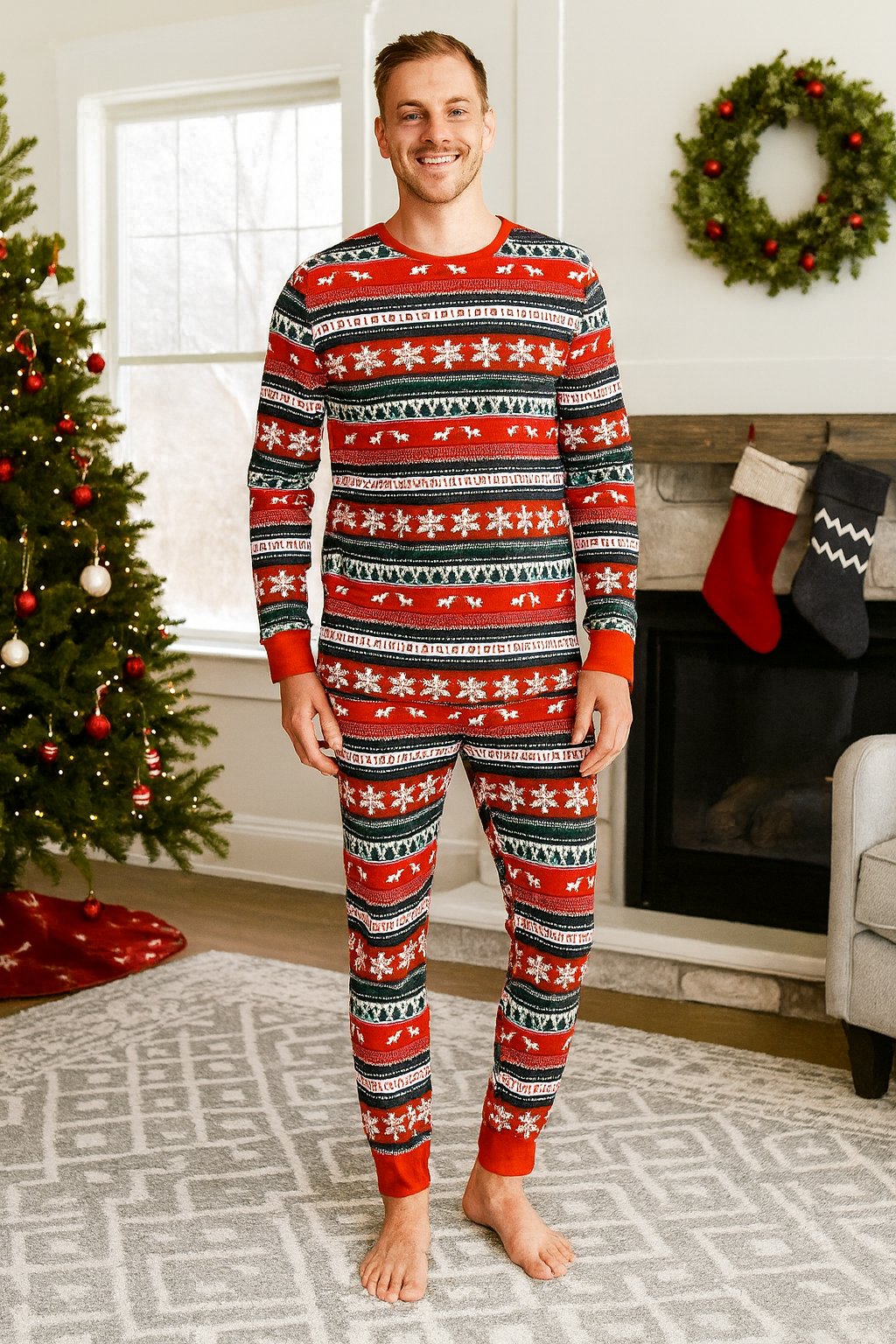 Men's Festive Christmas Cotton Pyjama Set
