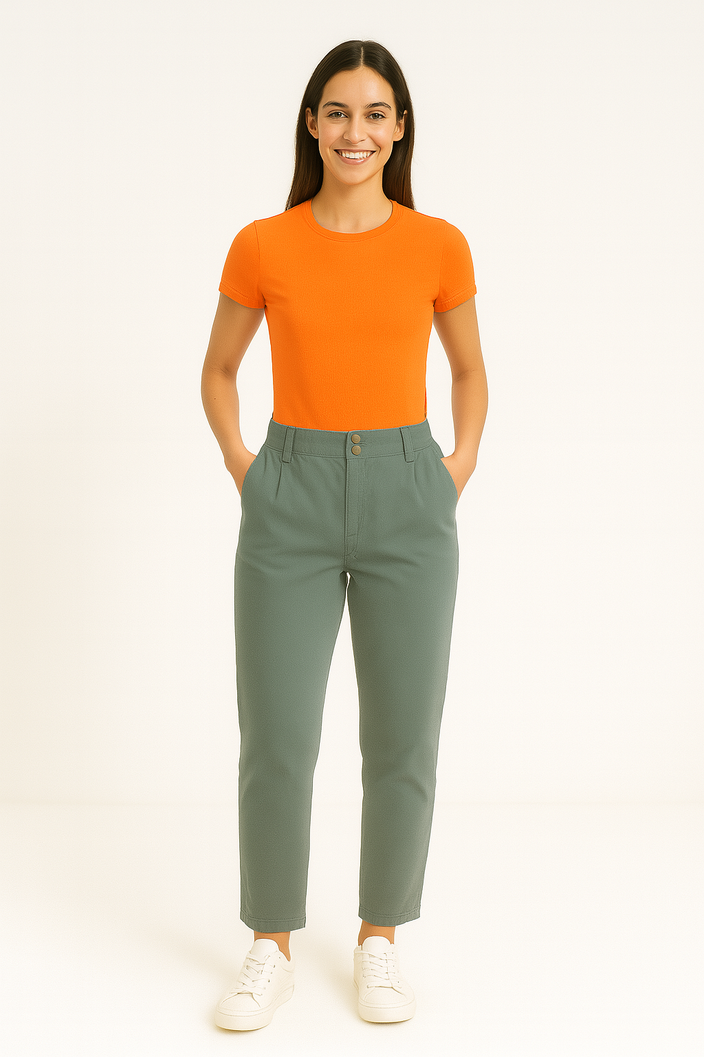 Elasticated Paperbag Waist Cotton Trousers