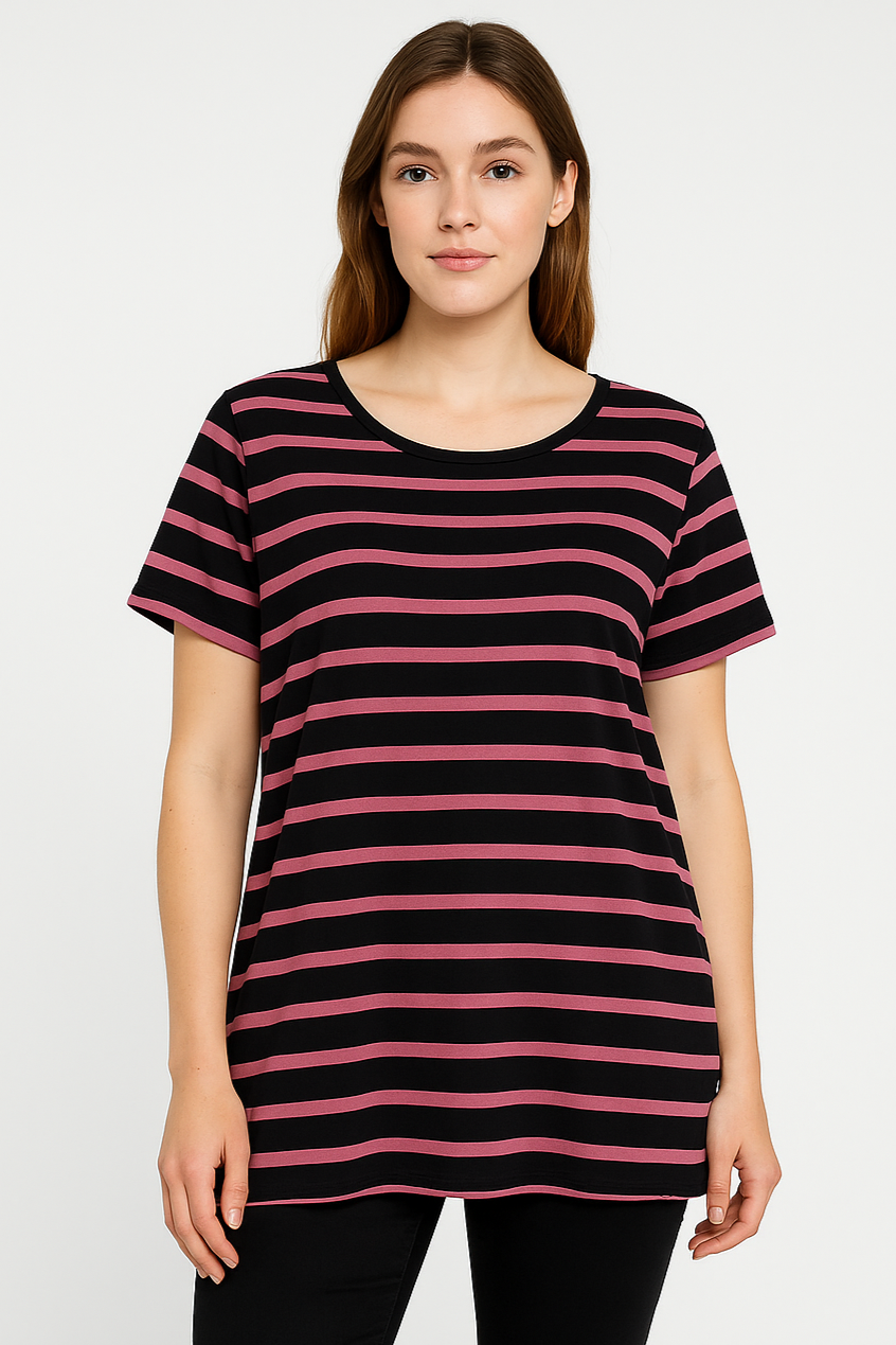 Stripy Longline Short Sleeve T-shirt