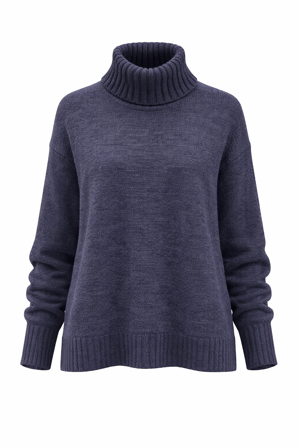 Longline Knitted Relaxed Fit Mock Neck Pullover