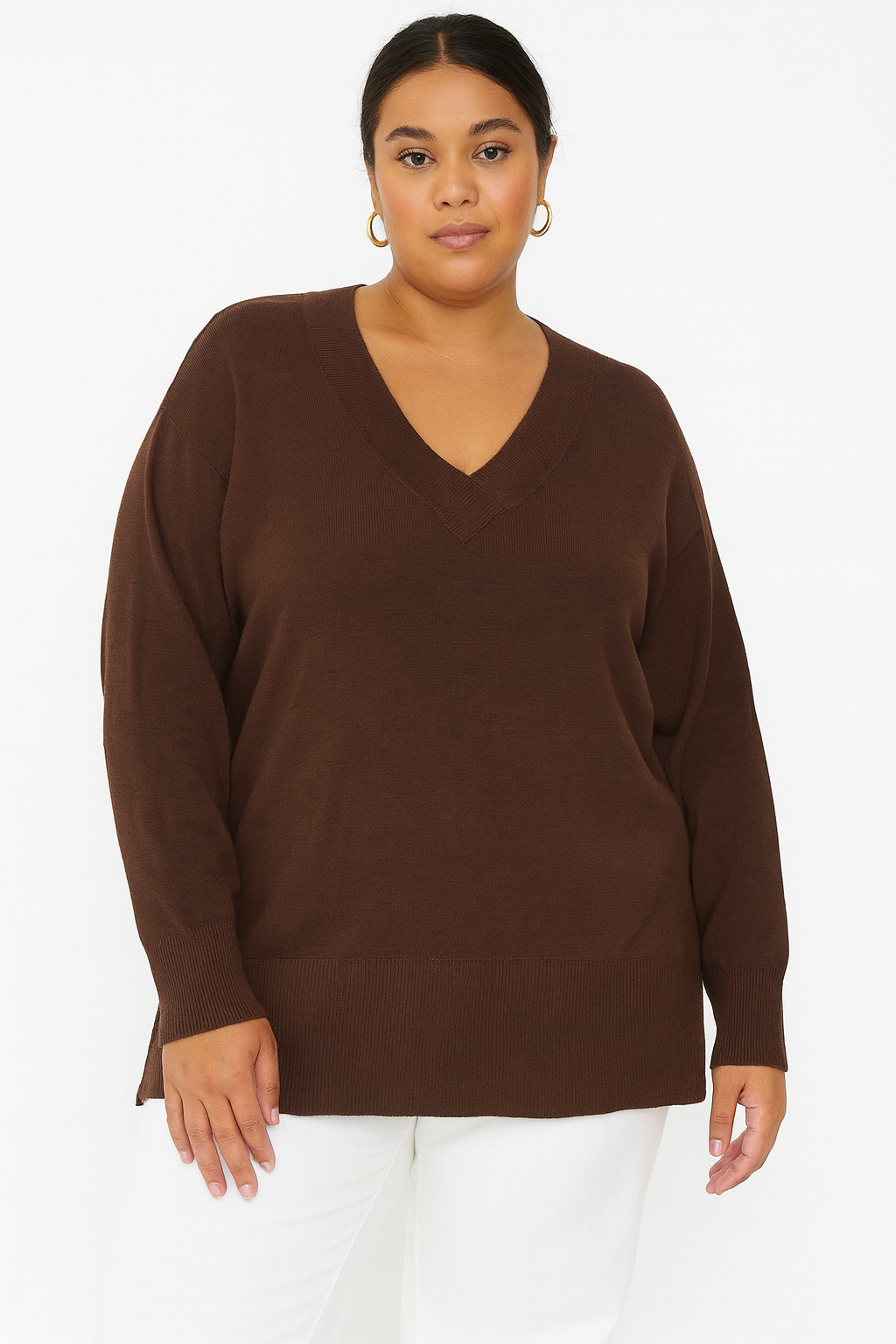 Low Cut Relaxed Fit Flat Thin Knit Pullover