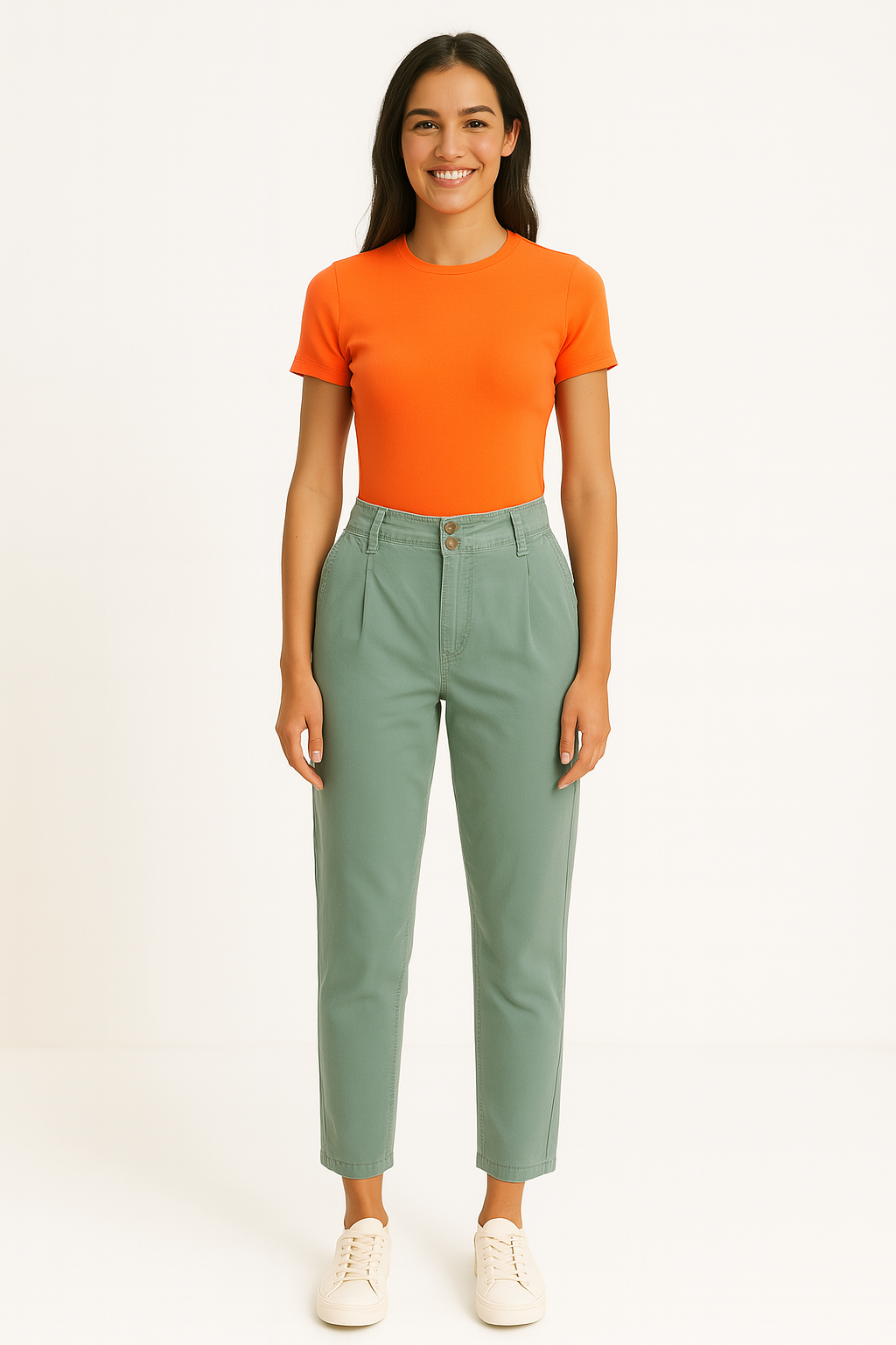 Elasticated Paperbag Waist Cotton Trousers