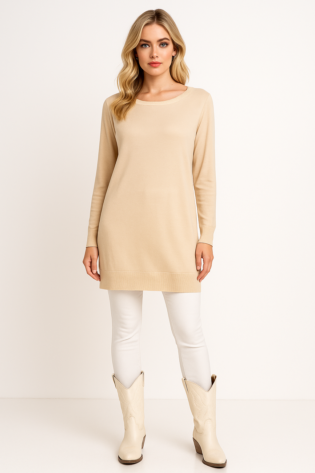 Lightweight Viscose Blend Knitted Longline Sweater