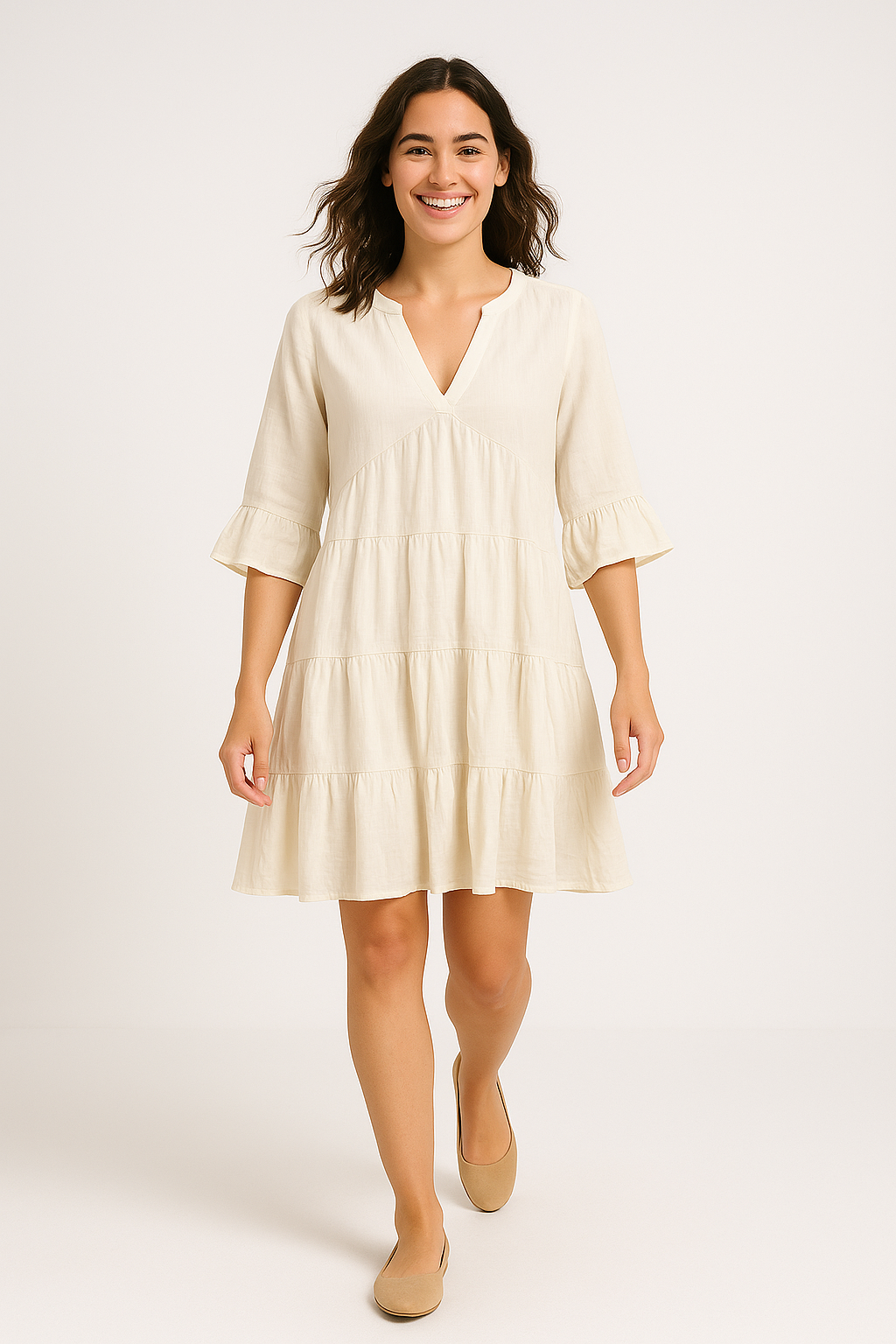 Viscose And Cotton Blend Lined Blend Holiday Dress