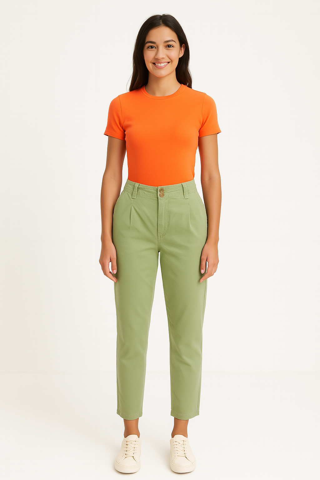 Elasticated Paperbag Waist Cotton Trousers
