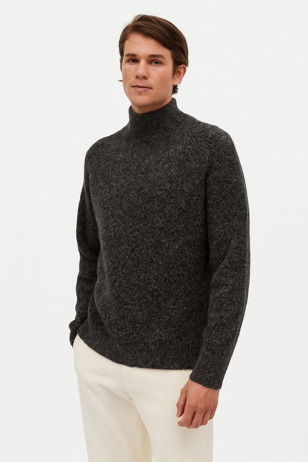 Men's High Neck Chunky Thick Knit Jumper