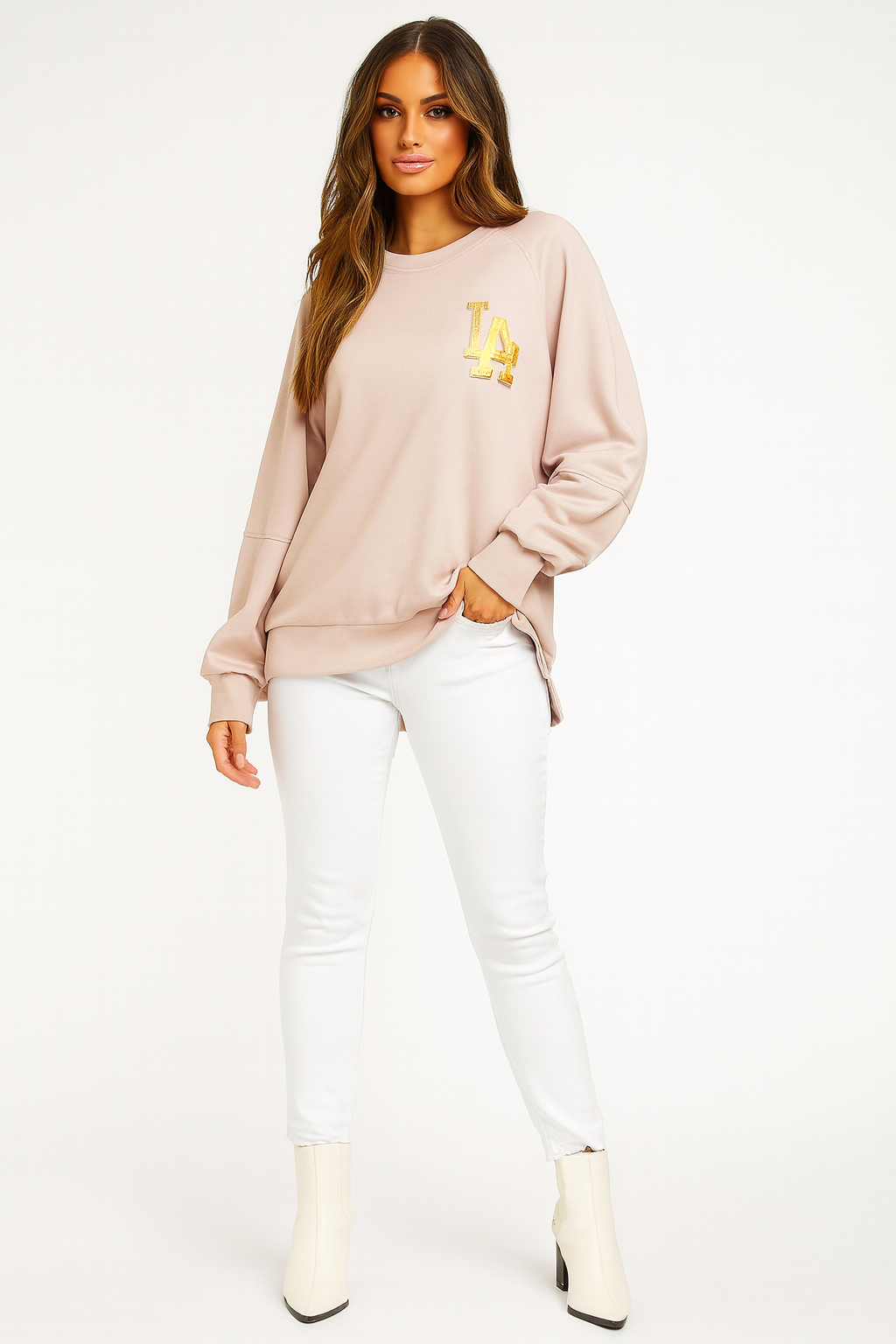 Slogan Hi-Low Relaxed Fit Sweatshirt