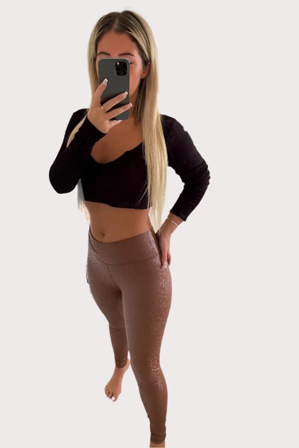 Thick Band High Waist Snake Effect PU Leggings-SinglePrice