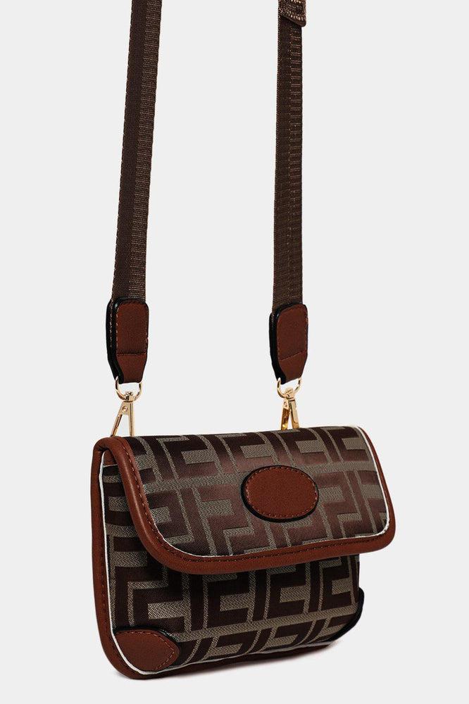 Greek Key Print Multiwear Bumbag Shoulder Bag-SinglePrice