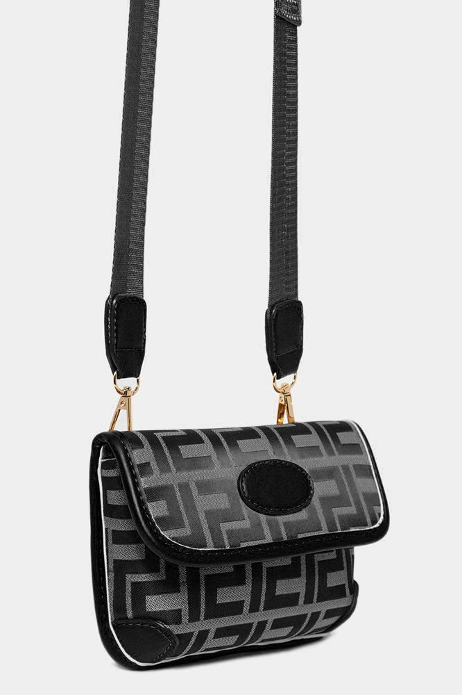 Greek Key Print Multiwear Bumbag Shoulder Bag-SinglePrice