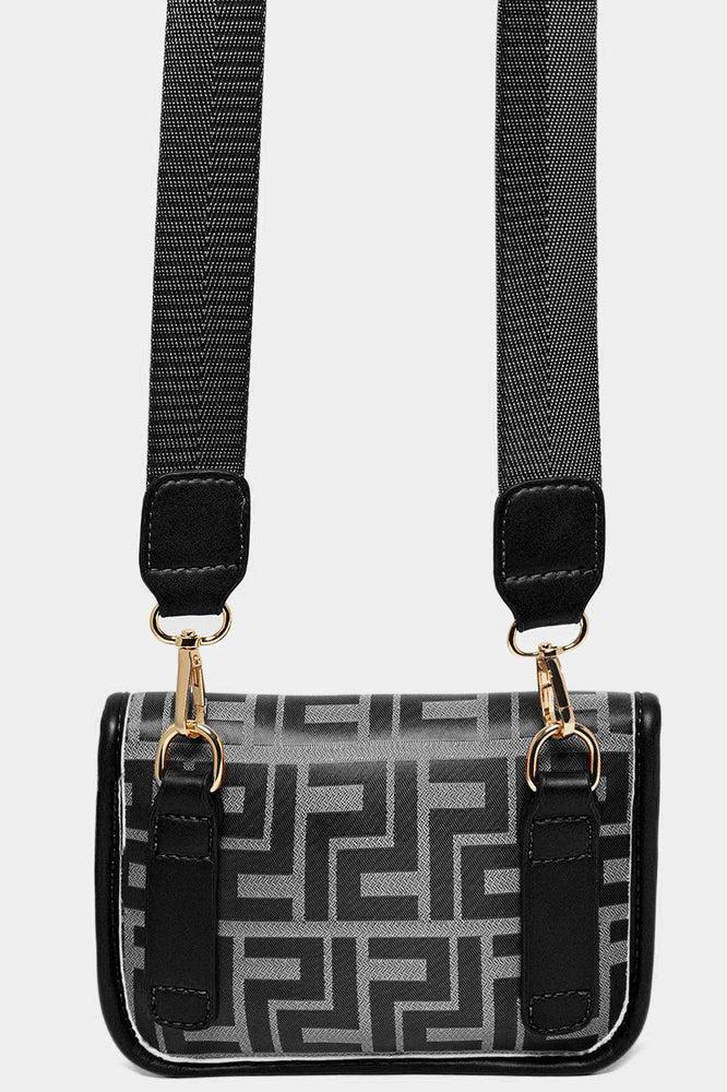 Greek Key Print Multiwear Bumbag Shoulder Bag-SinglePrice