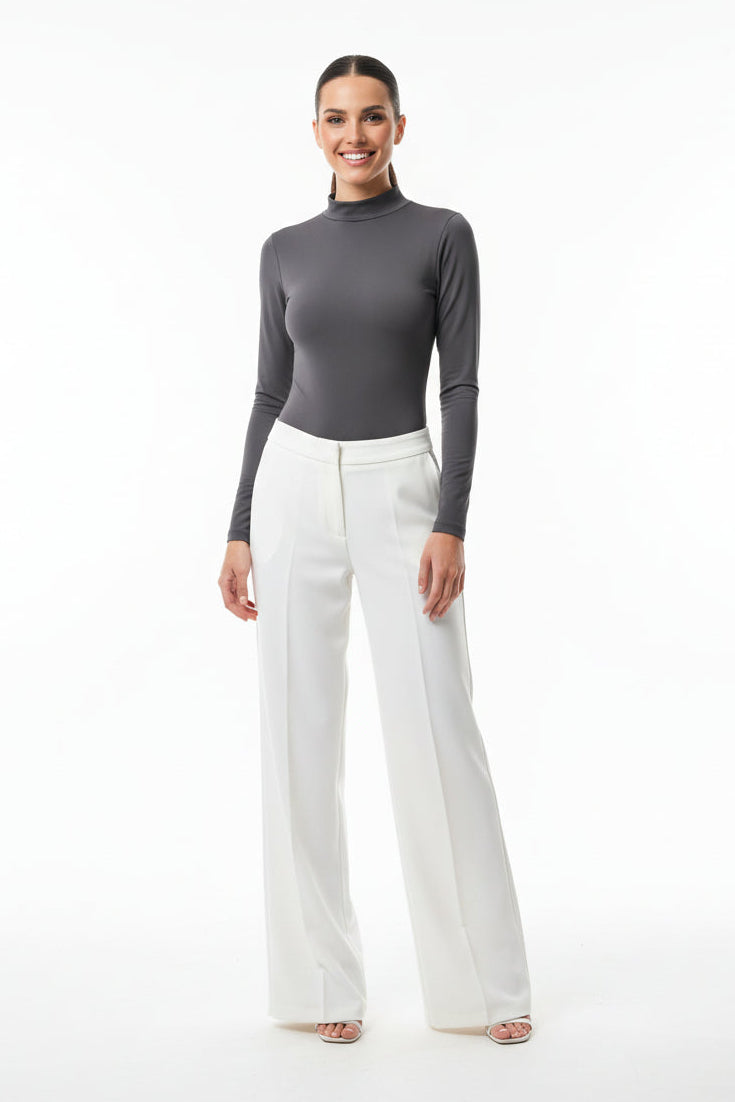 Cut Out Back Mock Neck Slinky Bodysuit