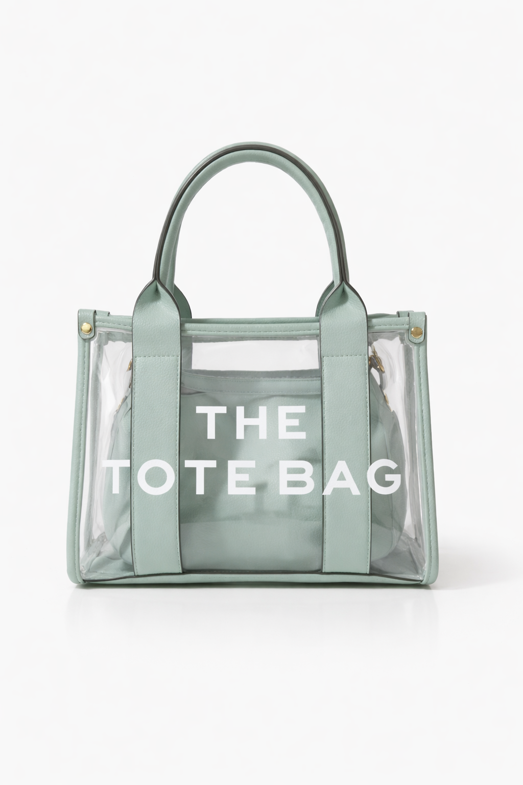 Clear Medium Size Tote Bag And Makeup Purse 2 in 1 Set