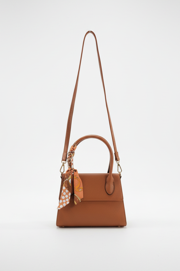 Scarf Detail Vegan Leather Medium Satchel Bag