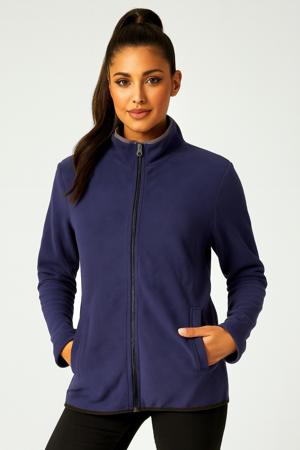 Fleeced Lightweight Zipper Sweatshirt
