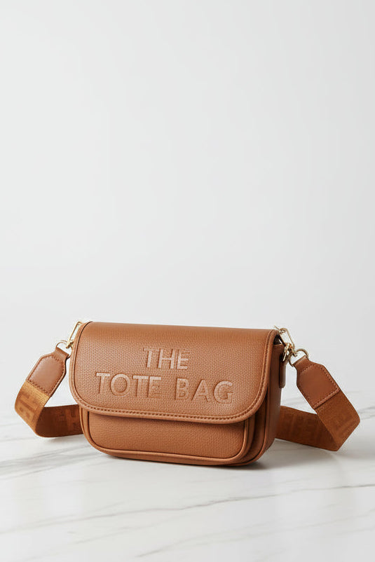 Vegan Leather Slogan Small Crossbody Saddle Bag