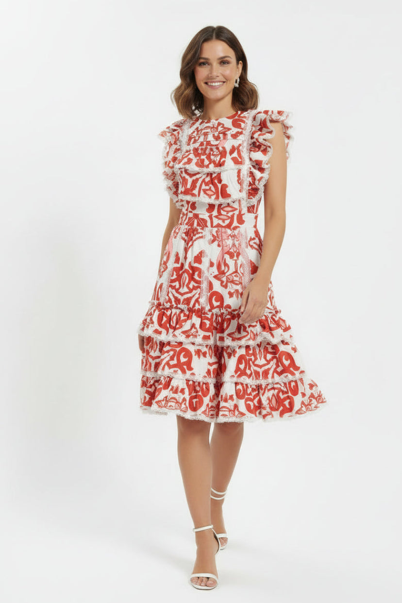 Frill Cross Neck Cut Out Back Summer Dress