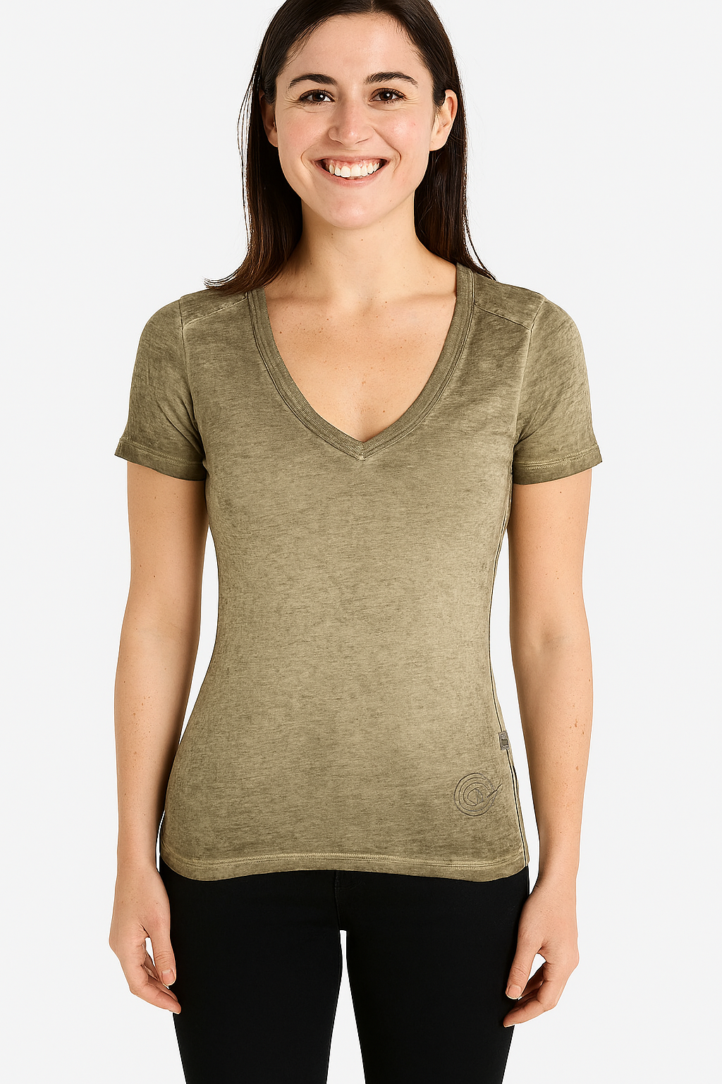 Stone Washed V-Neck Short Sleeve T-shirt
