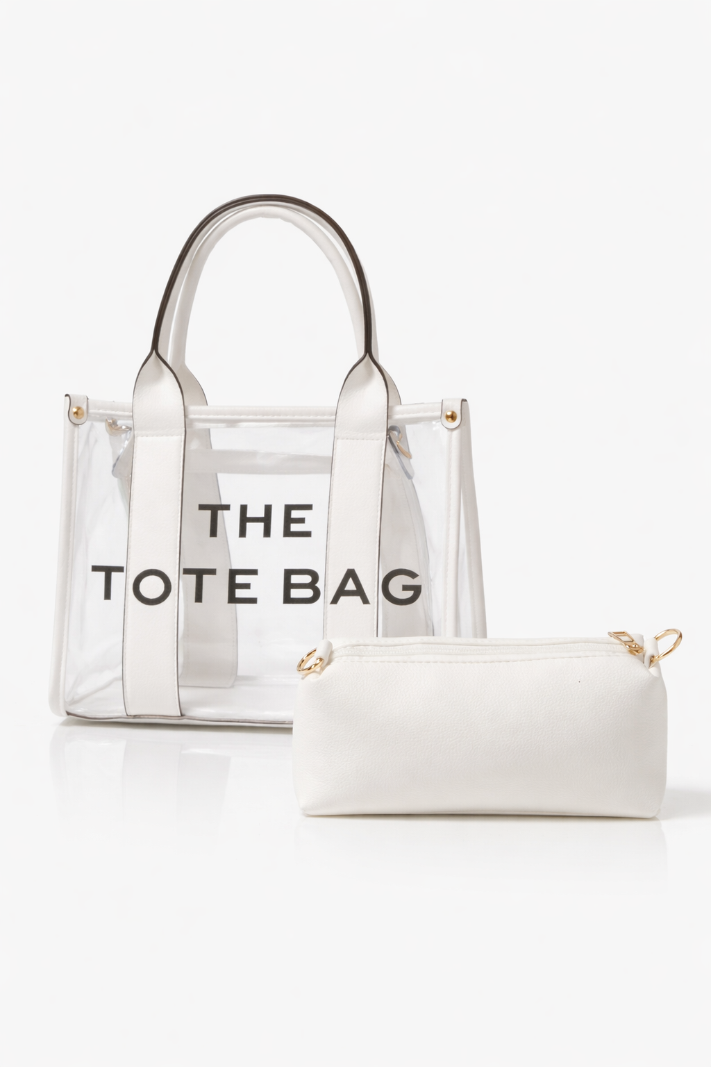 Clear Medium Size Tote Bag And Makeup Purse 2 in 1 Set