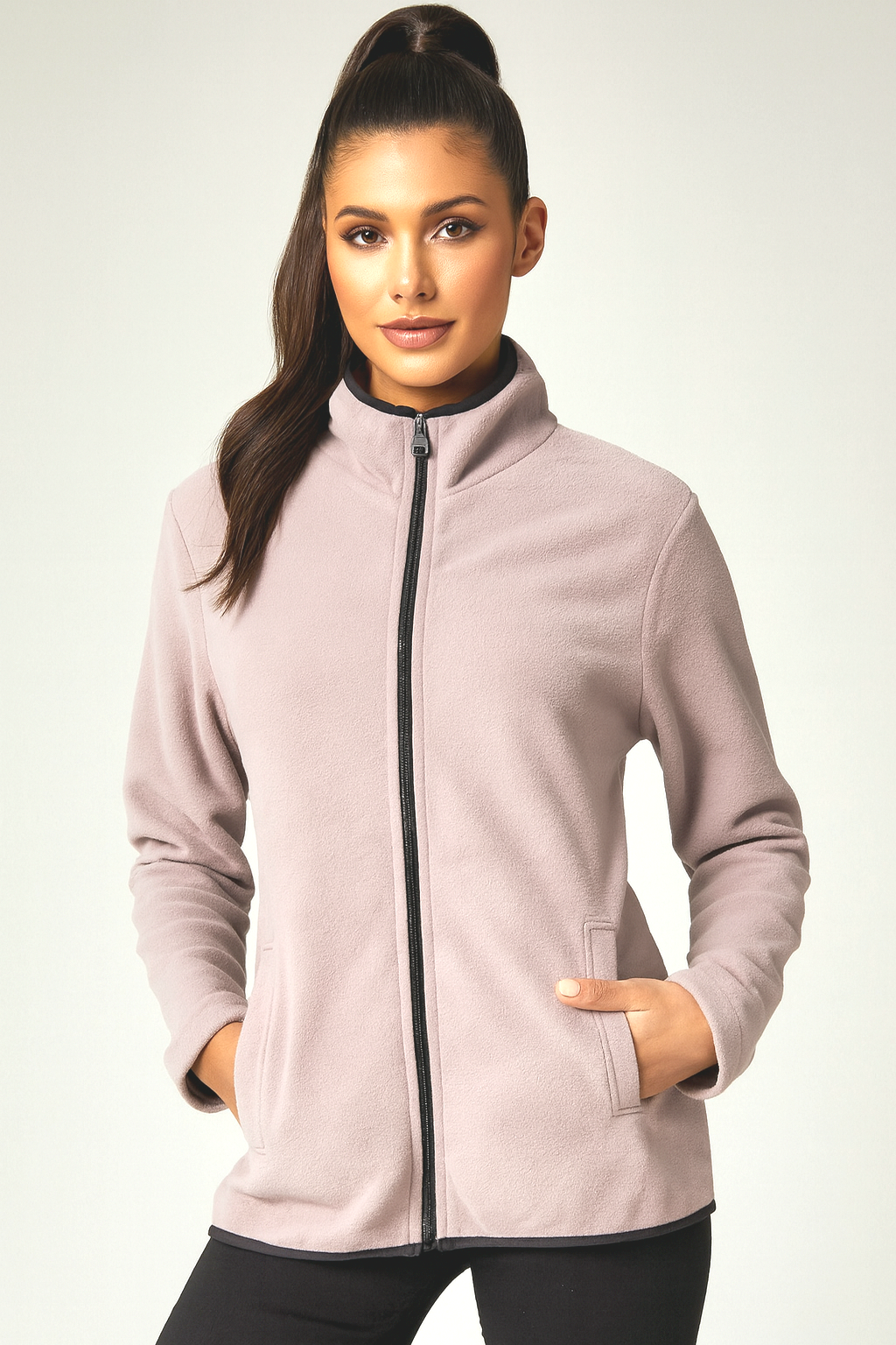Fleeced Lightweight Zipper Sweatshirt