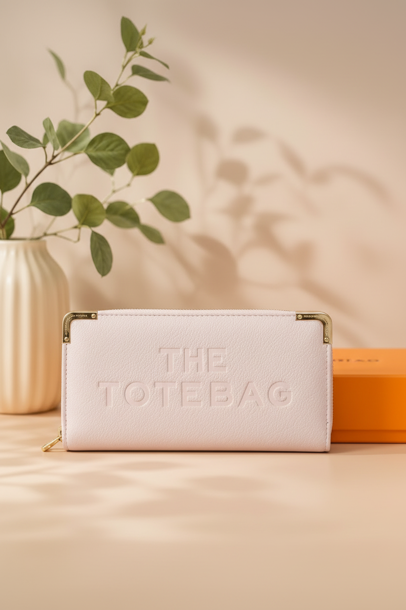 Vegan Leather Rectangular the Tote Bag Slogan Wallet