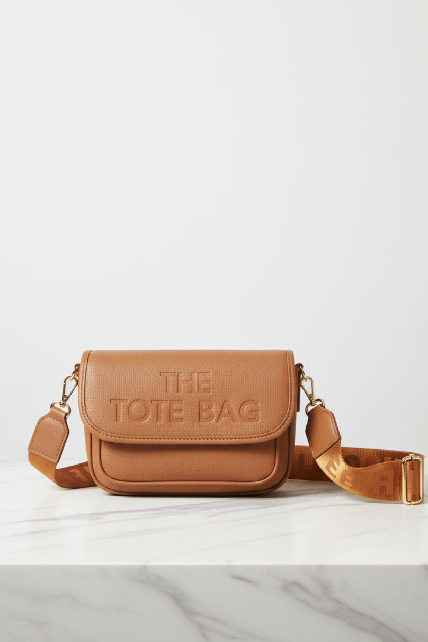 Vegan Leather Slogan Small Crossbody Saddle Bag