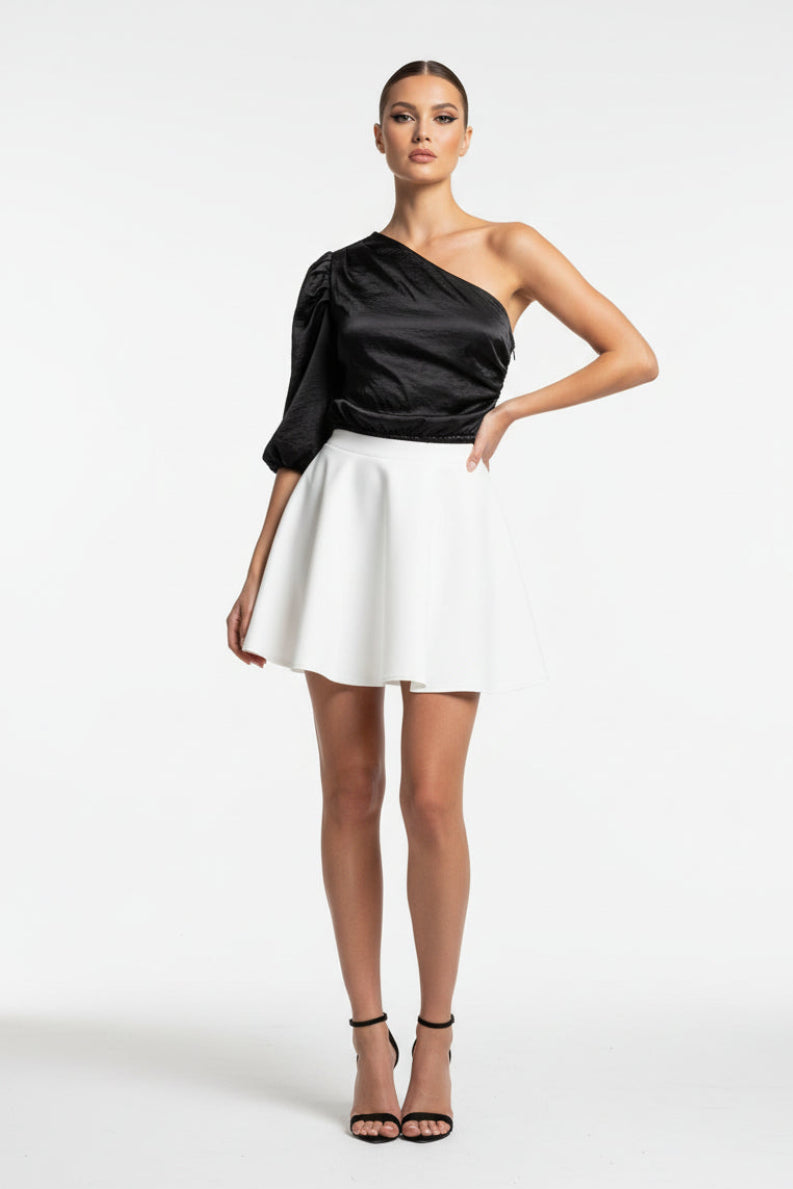 Wholesale Women's Off The Shoulder Black Satin Top (PACK OF 19)
