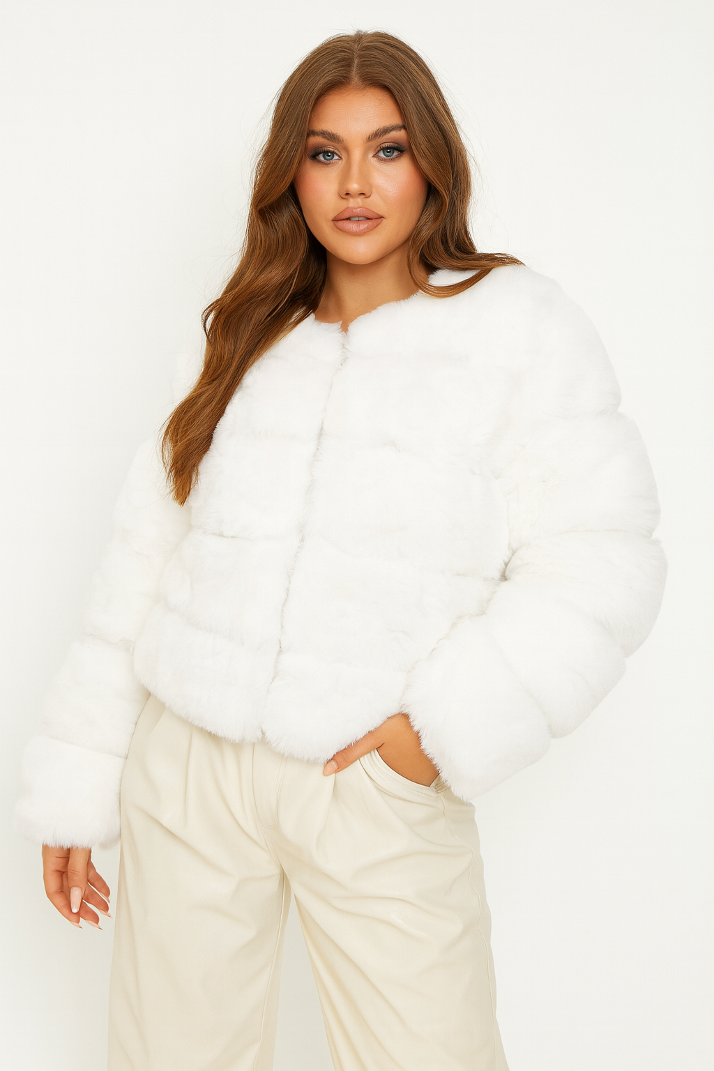 Quilted Faux Fur Cropped Puffer Jacket