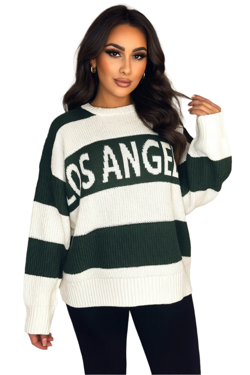 Chunky Knit Stripy Slogan Relaxed Fit Jumper