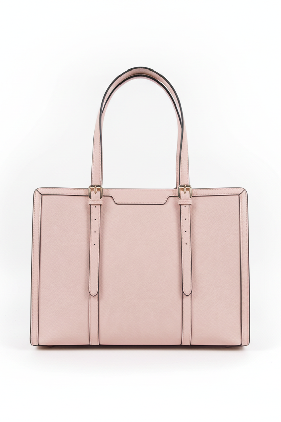 Pink handbag on a white background