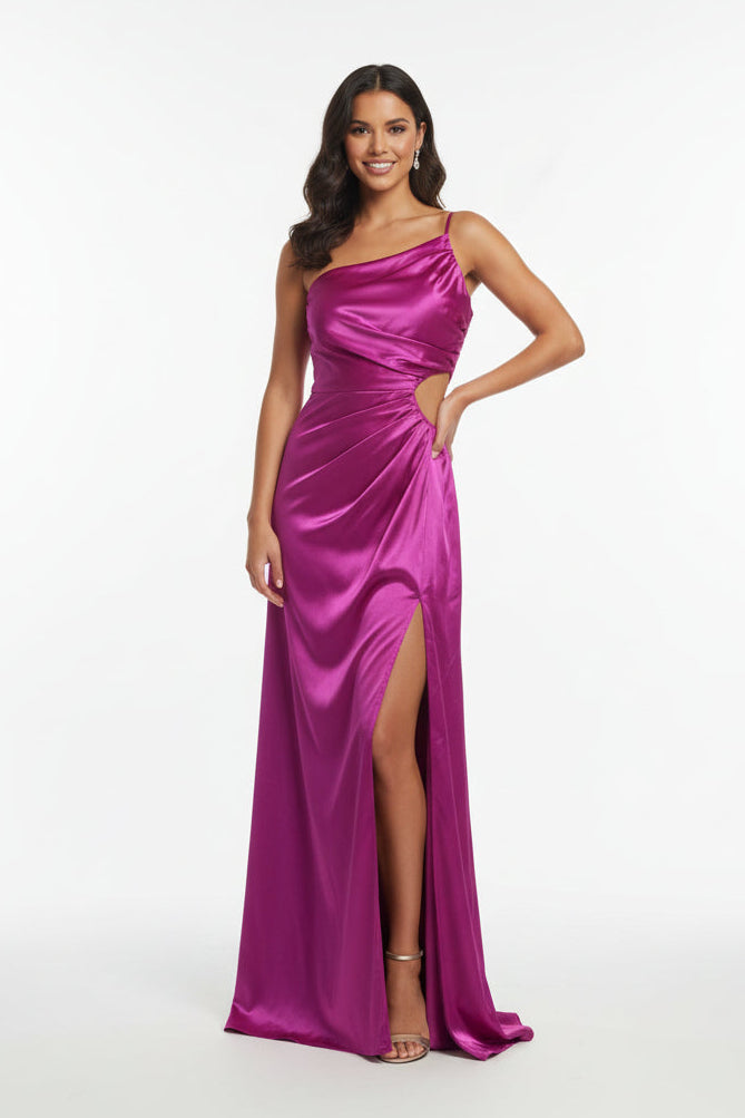 Cut Out A-Line Slit Evening Maxi Dress