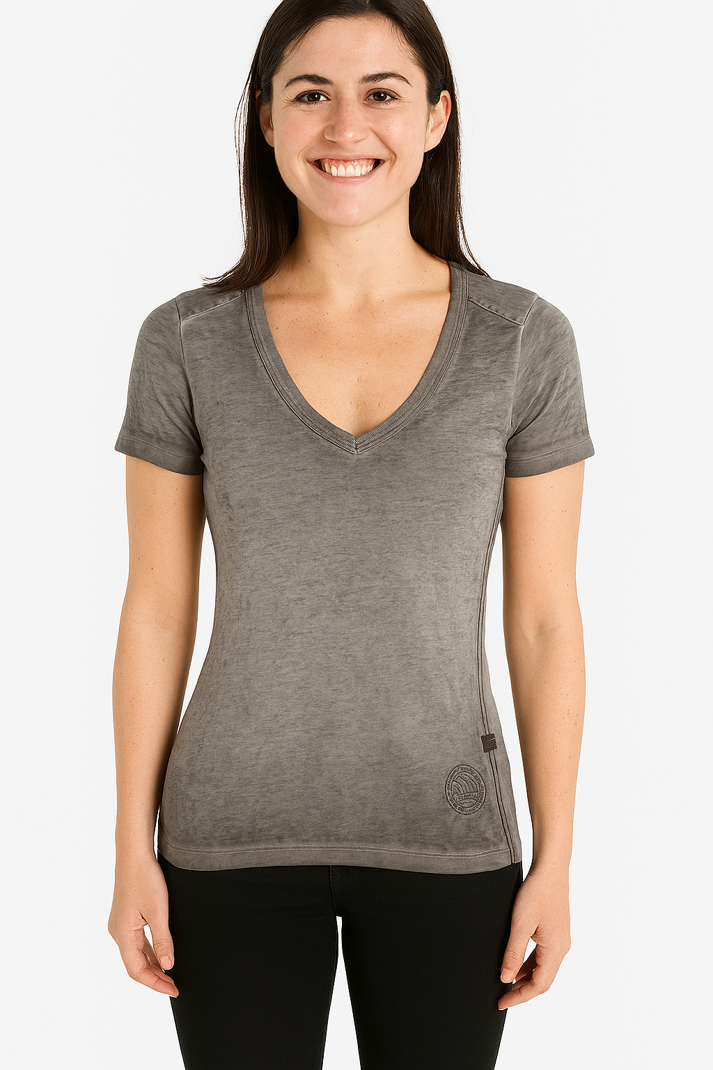Stone Washed V-Neck Short Sleeve T-shirt