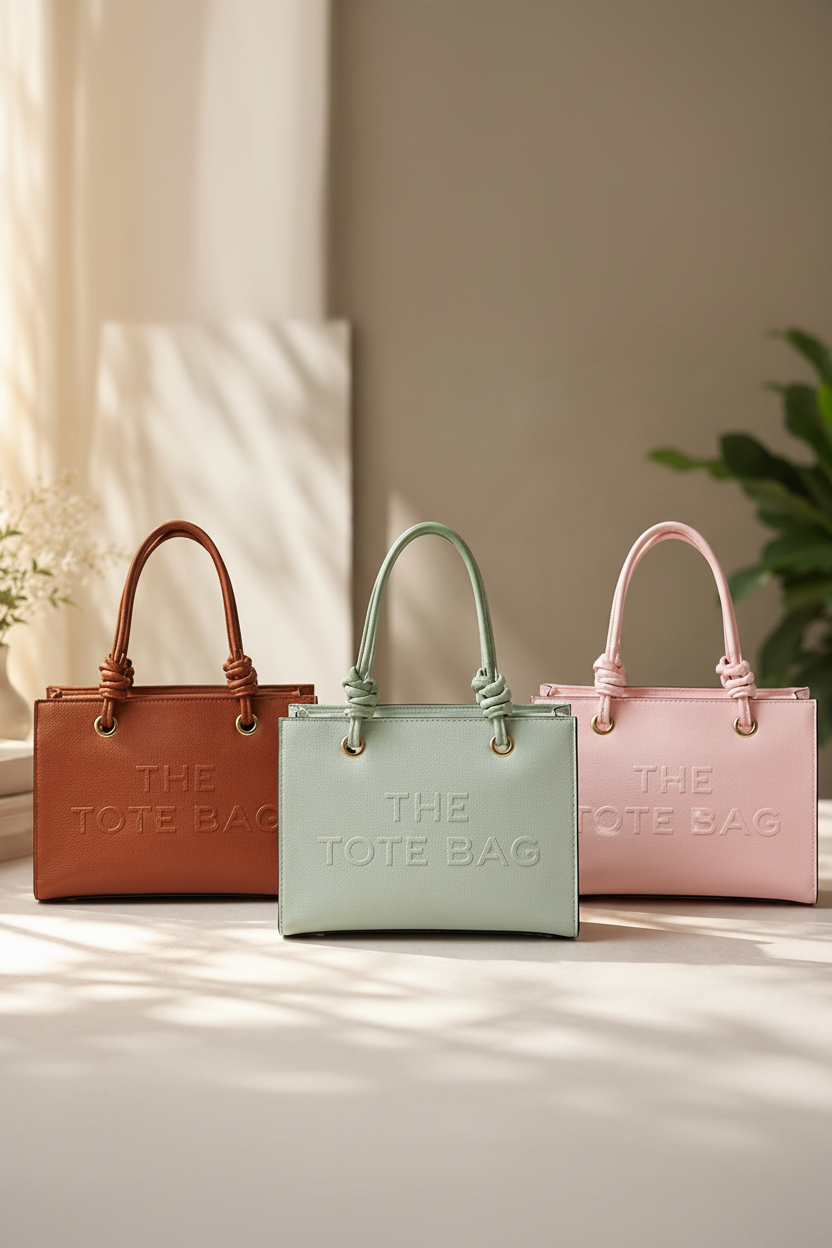 Vegan Leather Medium Size Satchel Tote Bag