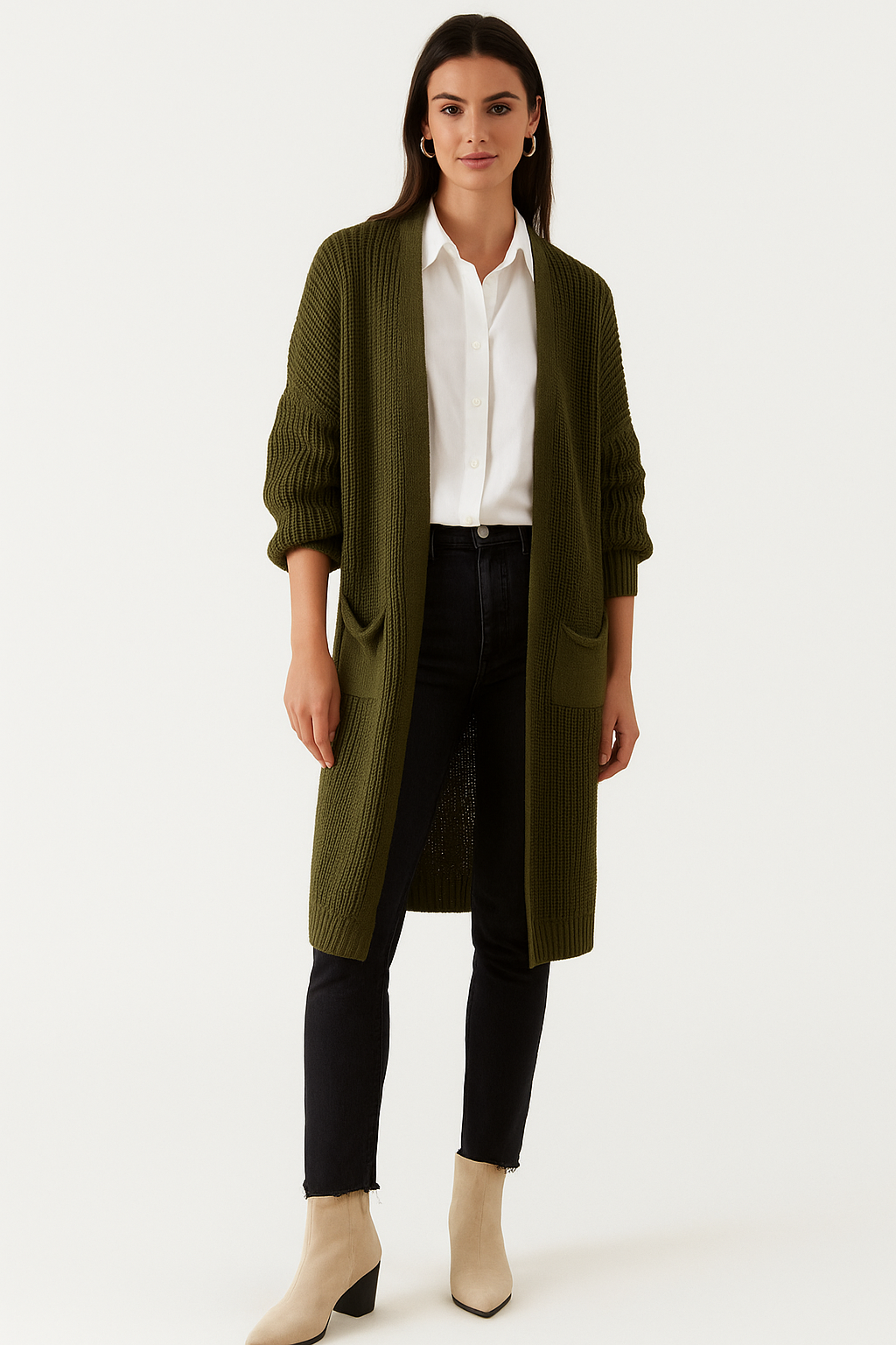 Chunky Knit Relaxed Fit Longline Cardigan