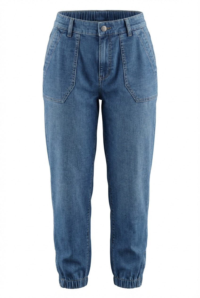 Elasticated Waist Tapered Leg Denim Joggers