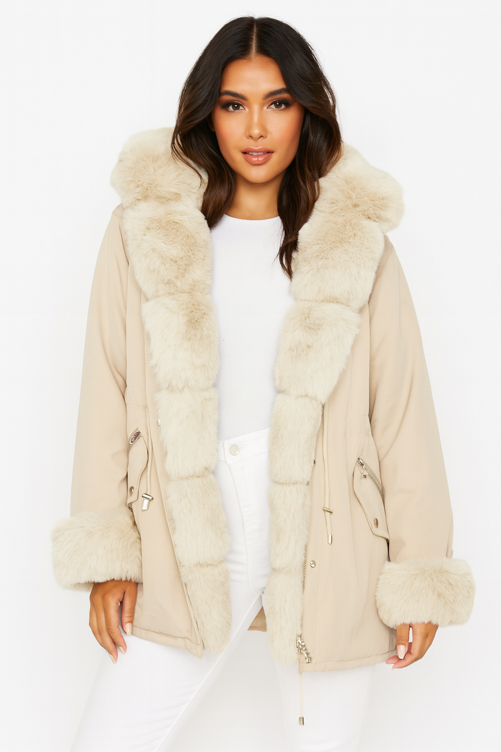 Faux Fur Detachable Fully Lined Versatile Hooded Winter Jacket