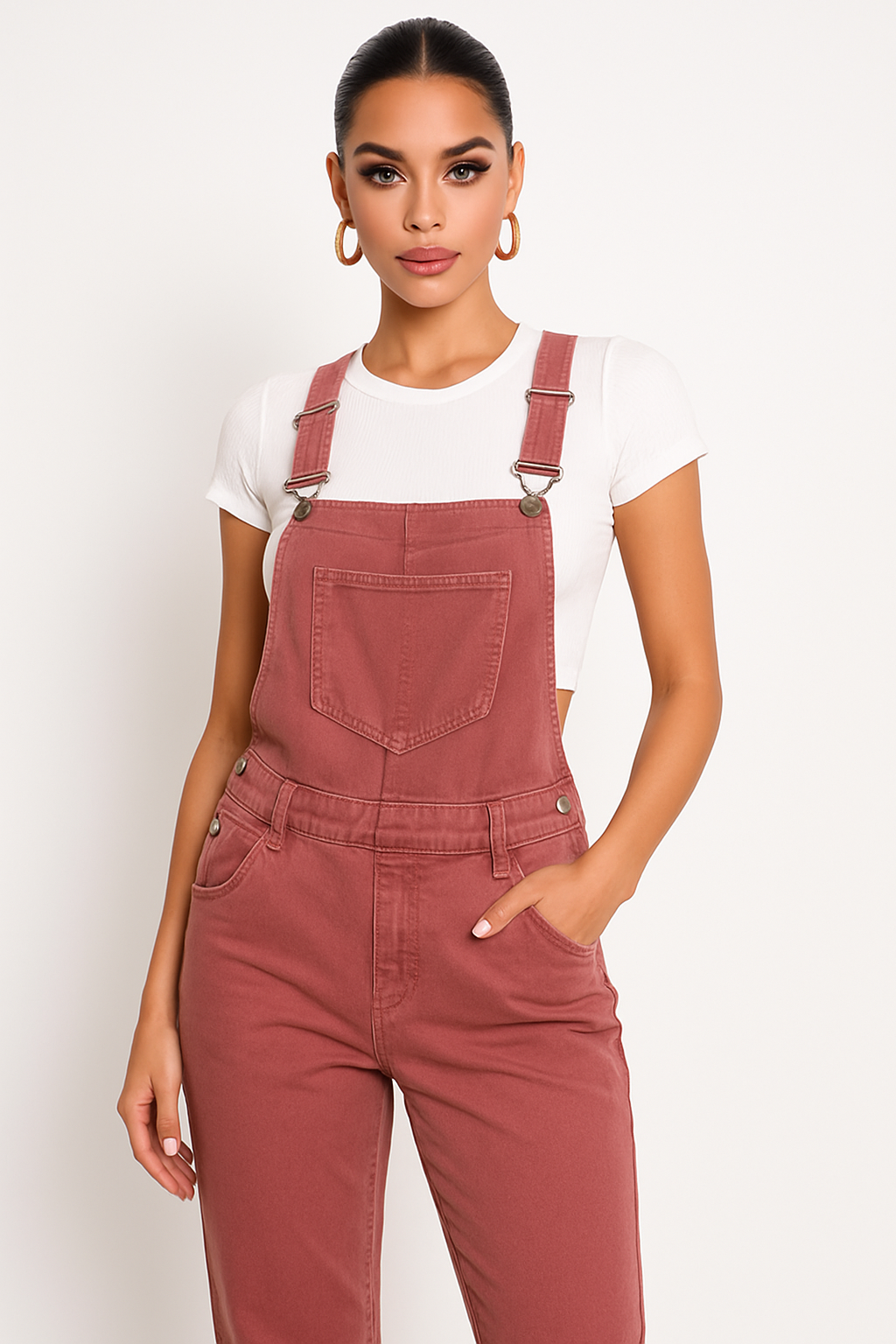 Tall Girl Friendly Bib And Brace Tapered Leg Faded Dungarees
