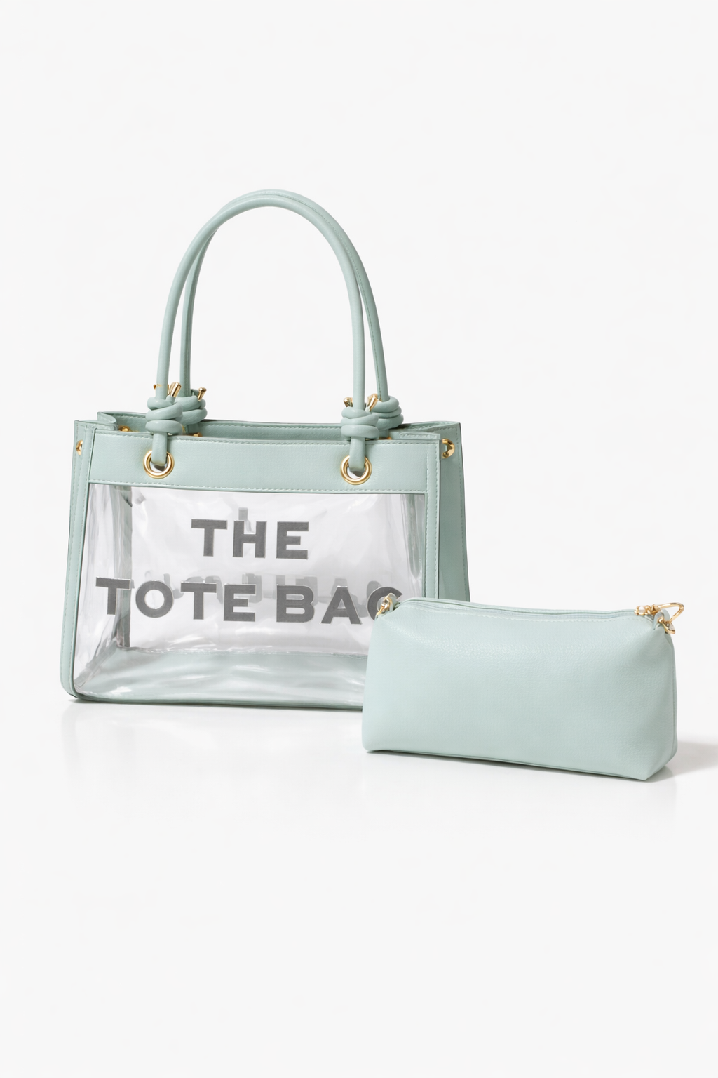 Clear Medium Size Shoulder Bag And Makeup Purse 2 in 1 Set