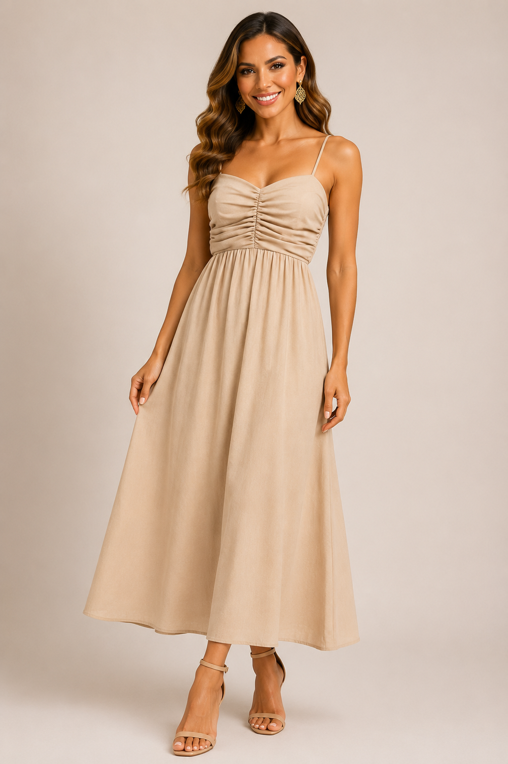 Viscose Blend Strappy A-Line Midaxi Dress