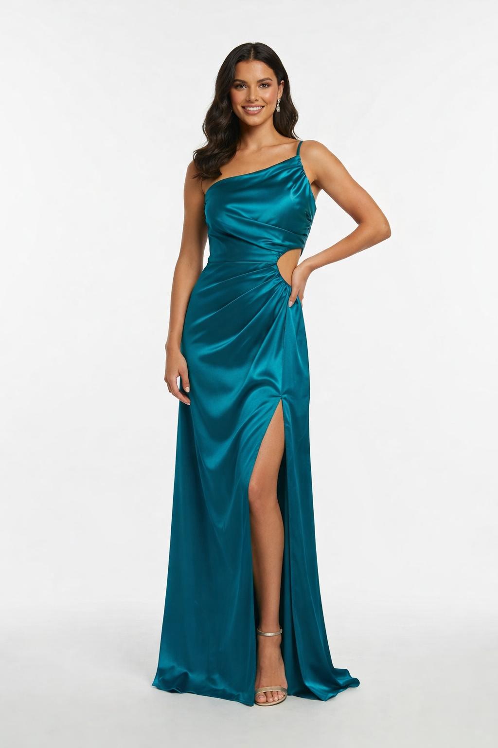 Cut Out A-Line Slit Evening Maxi Dress