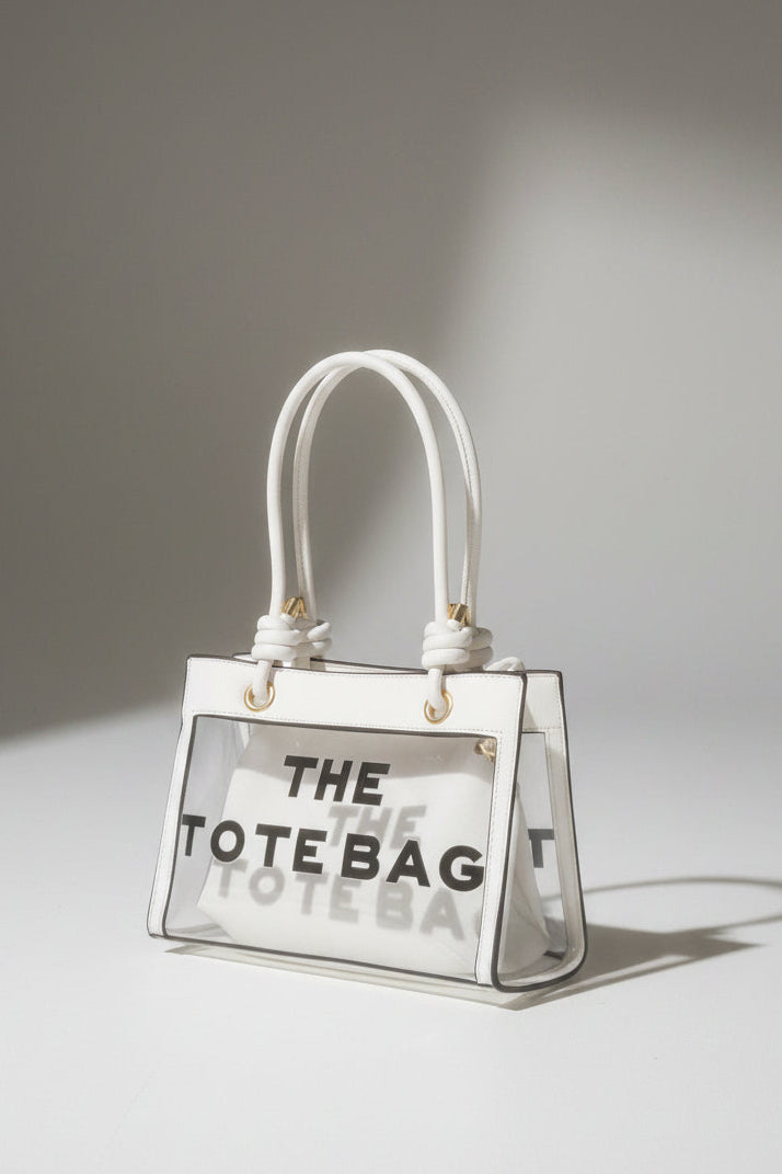 Clear Medium Size Shoulder Bag And Makeup Purse 2 in 1 Set